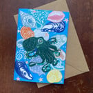 Linoprint collage cards