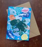 Linoprint collage cards