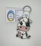 Embroidered Cow Keyring - Image 1