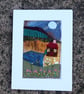 Textile landscape.  Upcycled fabric hand stitched picture 