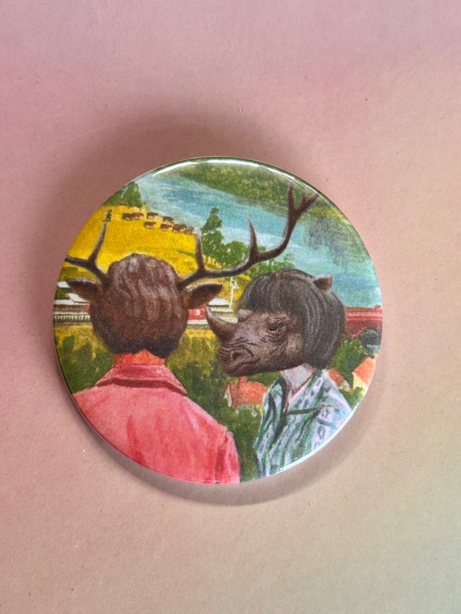 Mellifera Dynasty pin badge - Ladybird hybrids - rhino woman and stag man