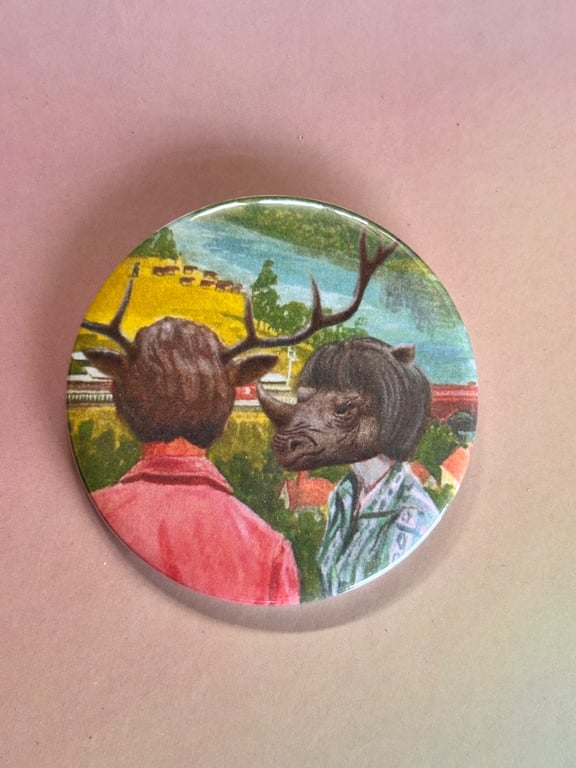 Mellifera Dynasty pin badge - Ladybird hybrids - rhino woman and stag man