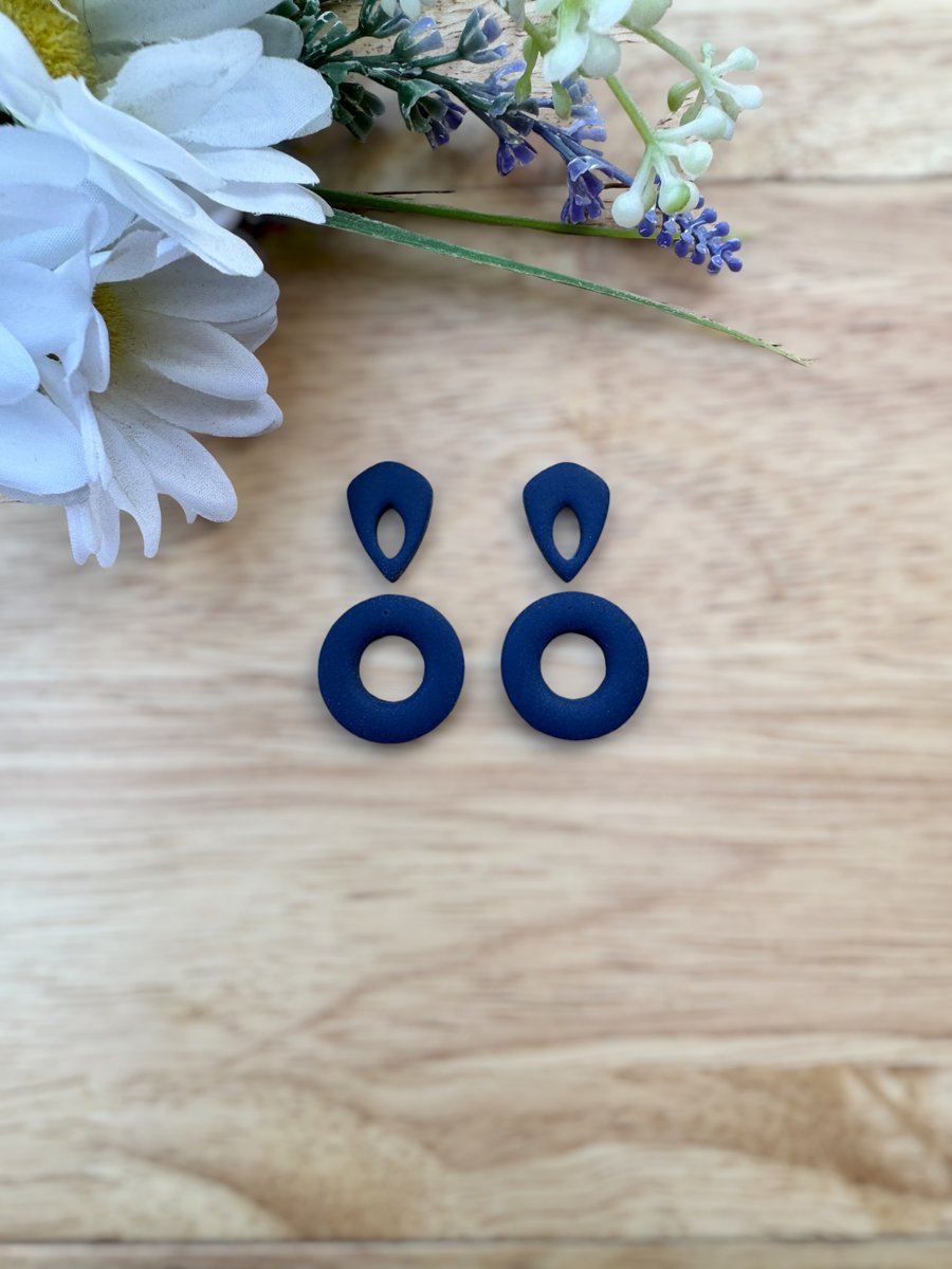 Navy Elegant Drop Earrings