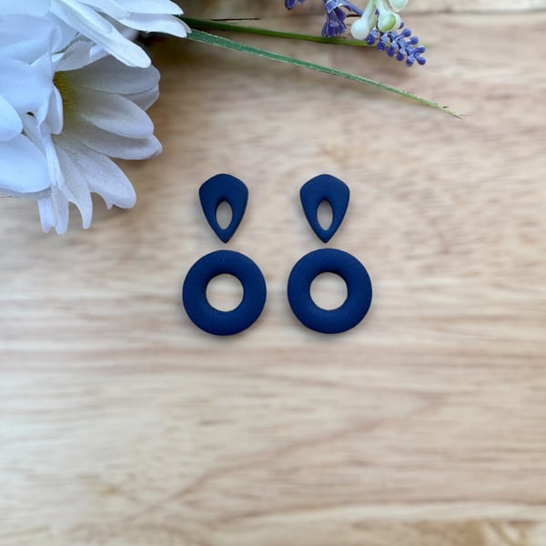 Navy Elegant Drop Earrings
