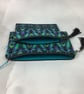 Turquoise patterned zip clutch bag wrist strap silky tassel & charm 2 options - Image 9