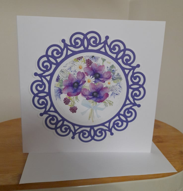 BLANK UNIQUE CARD WITH A BOUQUET OF FLOWERS.