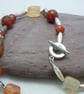 Red Agate necklace with silver plate beads  - Image 2