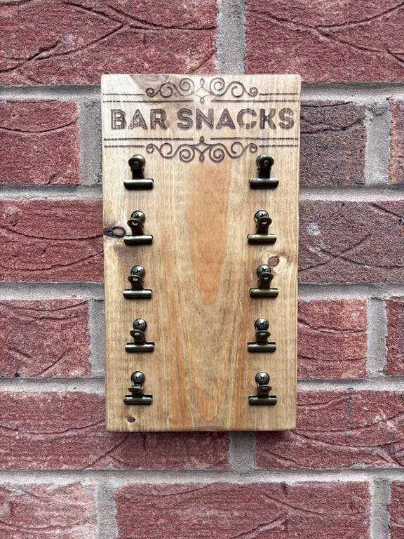 Bar snacks holder, wall mounted snack board, Barware for homebar pub bar Mancave