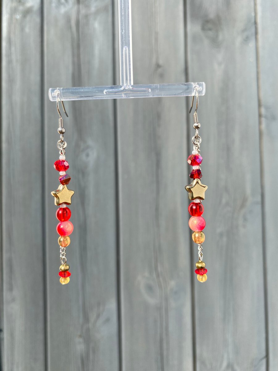 Red Wine Supernova inspired Earrings 
