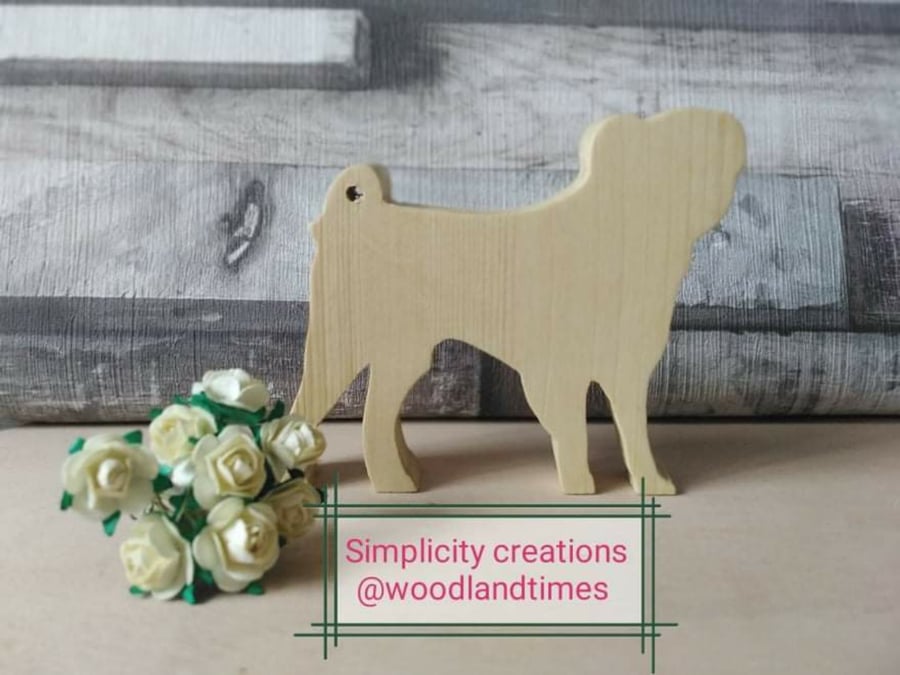Pug wooden decoration, pug owner gift, pug fan, handmade wooden dog ornament,new