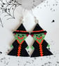 Handmade beaded Witch Halloween Earrings - Image 1