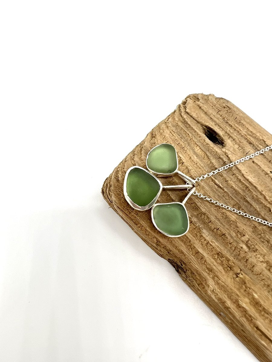 Green Cluster Sea Glass Necklace