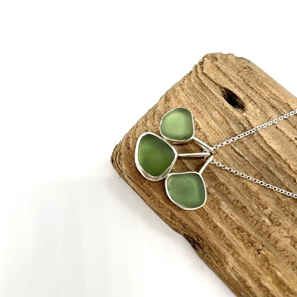 Green Cluster Sea Glass Necklace