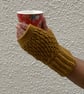 FINGERLESS MITTS , gloves ' Erme Trail '. Soft Wool blend. Mustard. - Image 3
