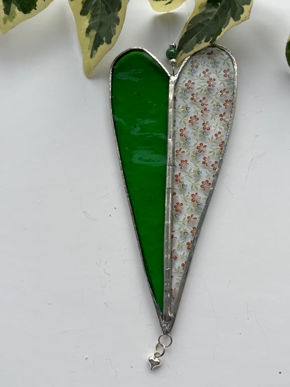 Stained Glass Long Heart suncatcher decoration 
