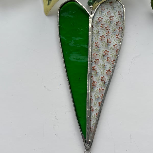 Stained Glass Long Heart suncatcher decoration 