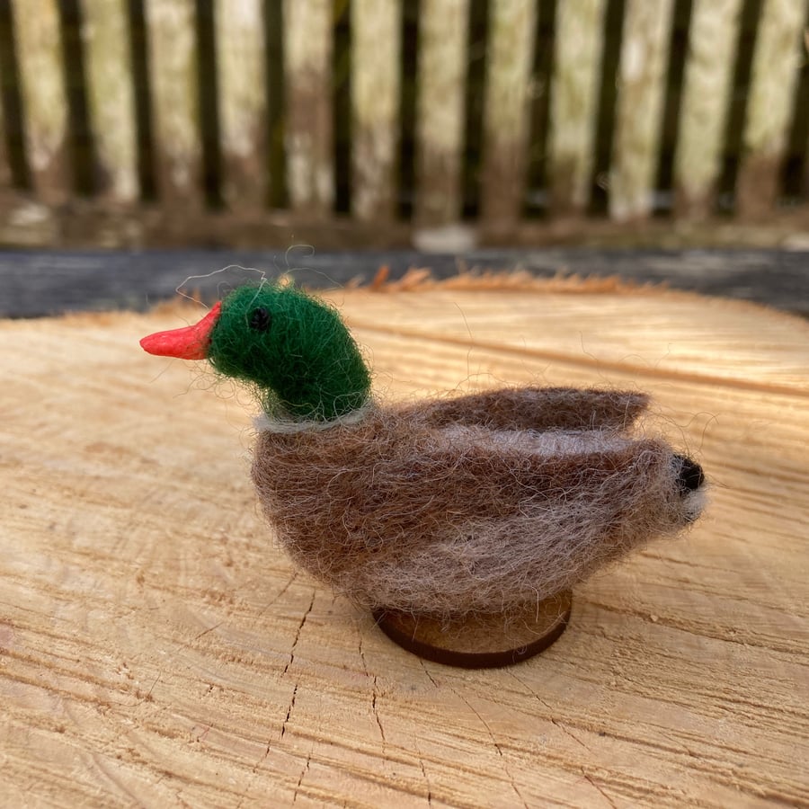 Miniature needle felted mallard duck - Folksy
