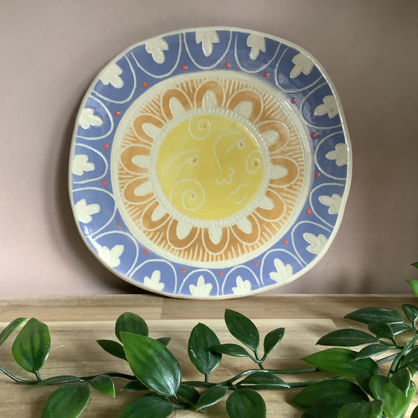 Handmade stoneware sunshine side plate spoon rest coaster tableware