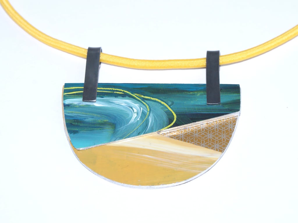 Seascapes painted bib necklace