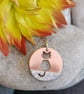 Copper and  sterling silver cat on a wall pendant