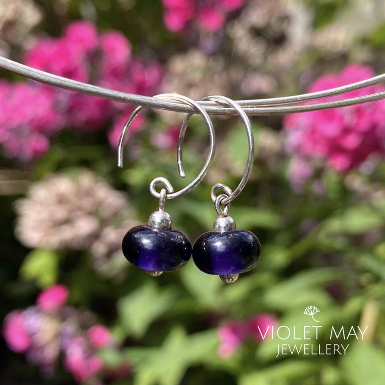 Deep Purple Glass Earrings