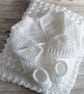 Baby Blanket, Cardigan, Hat and Booties