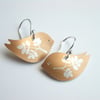 Bird earrings with leaf prints 