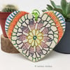Ceramic heart hanging decoration Pottery Heart Tie Dye Festival Bright Colours