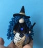 Witch Doll Decoration, Folded Book Art, Witch Core Decor, Blue