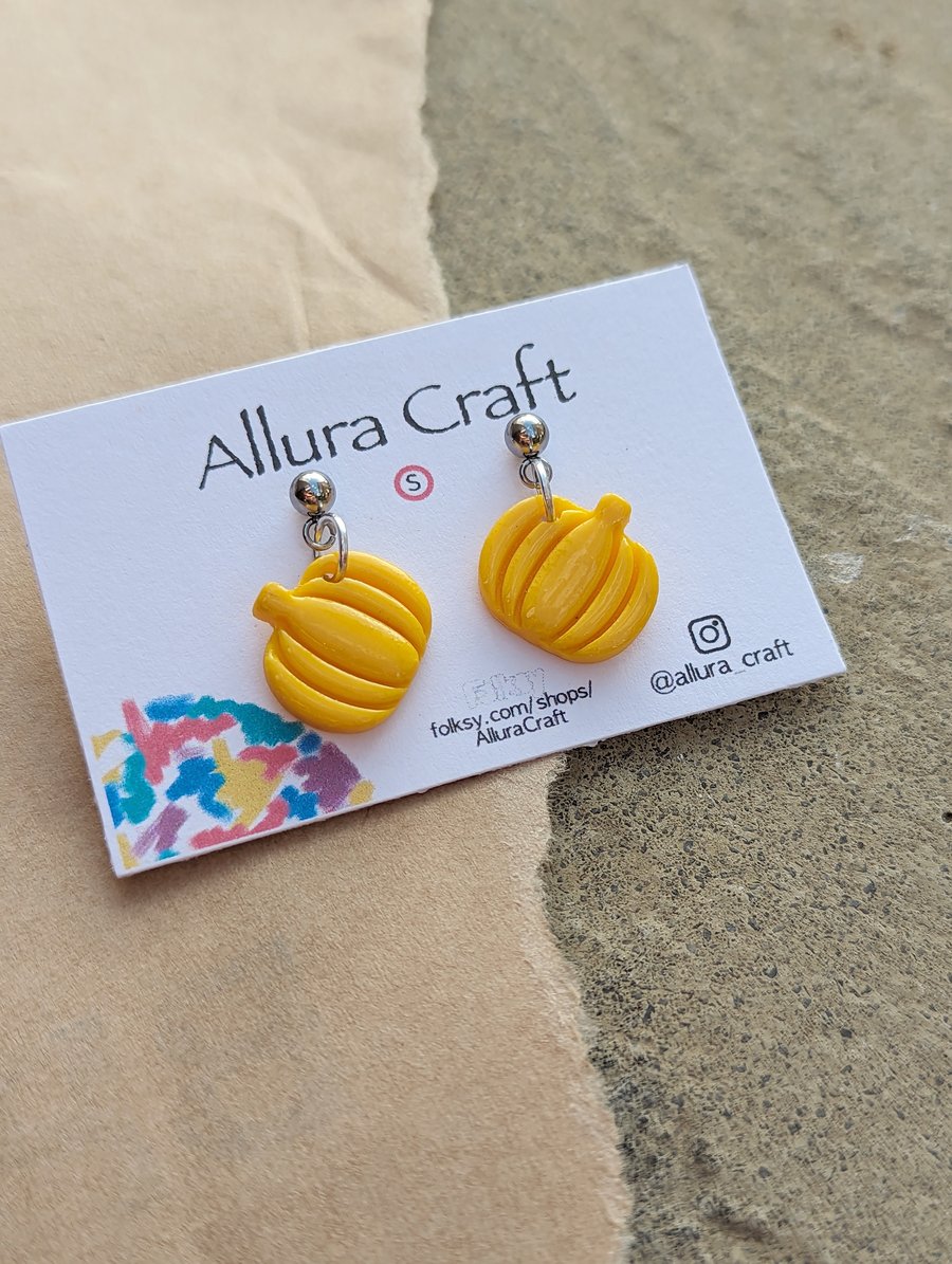 Yellow Pumpkin Earrings 