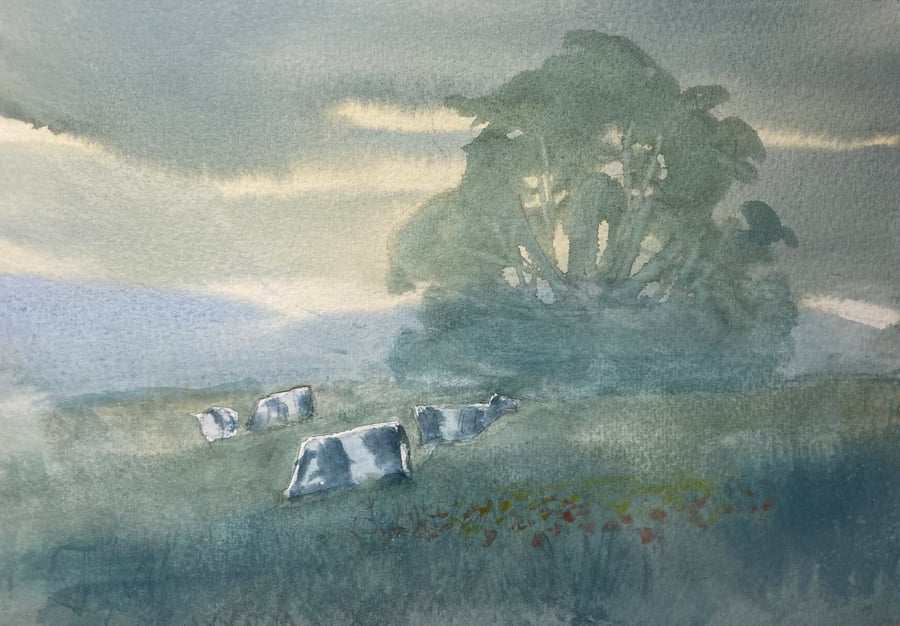 En plein air 2021 early spring - dusk (Pure Original Watercolour) 