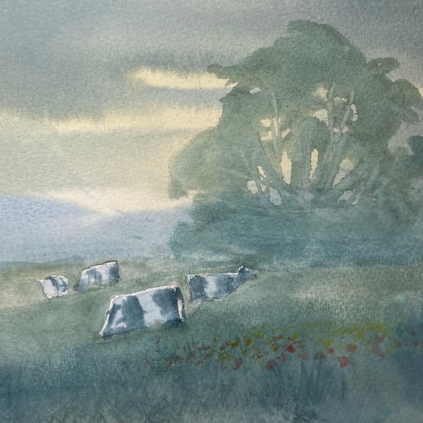 En plein air 2021 early spring - dusk (Pure Original Watercolour) 