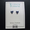 cute little blue ceramic heart studs