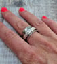 Sterling Silver Wide Hammered Oxidised Triple Spinner Ring - Size UK Q - JBJ4002 - Image 2