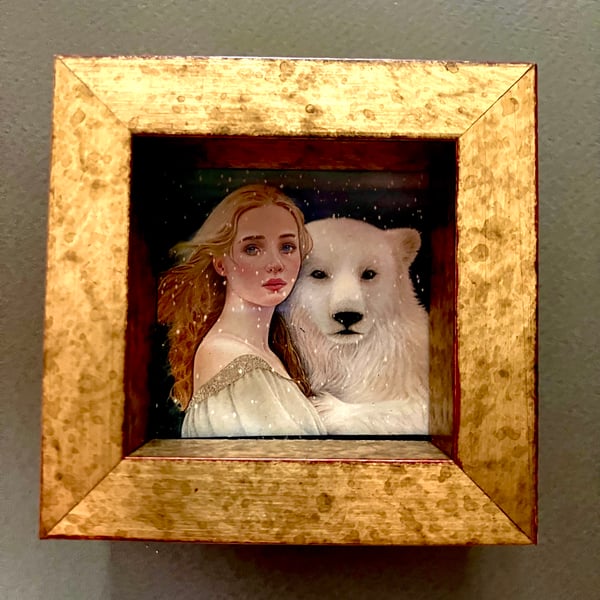 The Snow Seekers Giclee print in a hand gilded Gold Frame