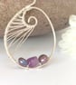 Sterling Silver Fluorite and Freshwater Pearl Egg Pendant Necklace