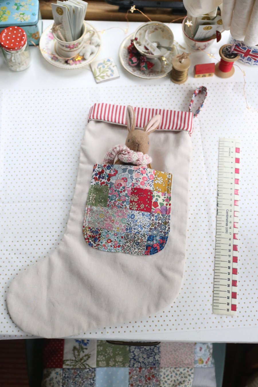 Reserved listing for Sarah S - Liberty Christmas stocking
