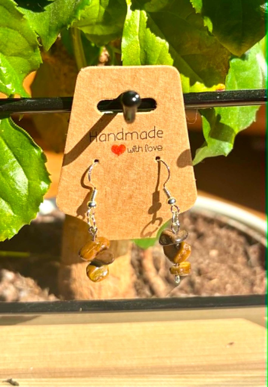 Handmade Silver-Plated Fish Hook Earrings with Stone-Look Beads