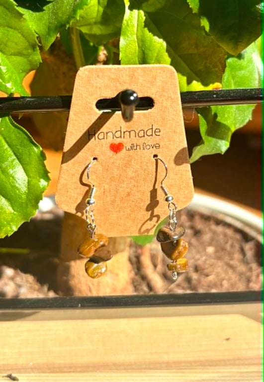 Handmade Silver-Plated Fish Hook Earrings with Stone-Look Beads