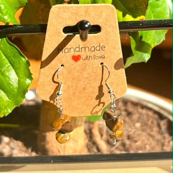 Handmade Silver-Plated Fish Hook Earrings with Stone-Look Beads