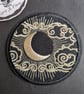 Crescent moon, clouds - Embroidered Iron on Patch - Image 1