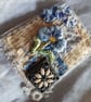 Slow-stitched and needle-painted blue floral brooch - Image 10