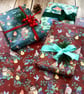 Pack of 2  Christmas Wrapping Paper Season's Tweetings on Burgundy - Image 8