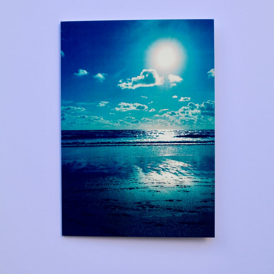 CORNISH BEACH SUNSET GREETINGS CARD BLANK FOR YOUR OWN MESSAGE