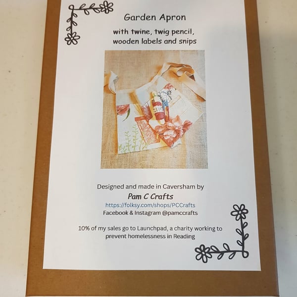 Garden apron boxed gift set: rose & flower pot design