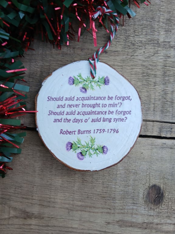 Auld Lang Syne Large Round Wooden Christmas Decoration Tree Ornament