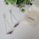 Natural amethyst and 18ct gold or platinum plated slider bracelet