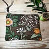 Vintage Flower Waltz Brown Floral linen and wool coin purse stocking filler