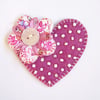 Valentine Heart Brooch with flower detail