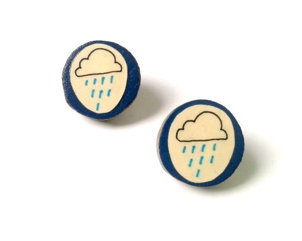 Rain Cloud Stud Earrings